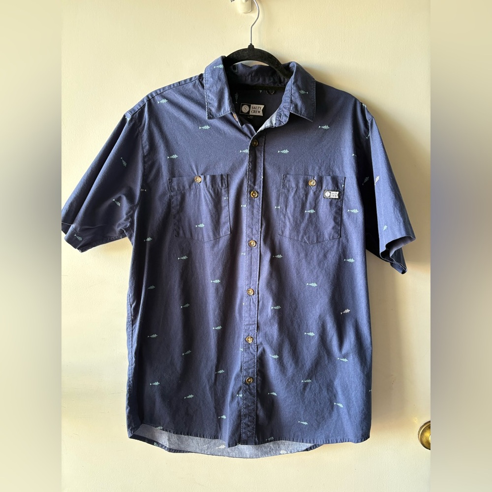 Salty Crew Blue Deep Sea Print Button Down Shirt